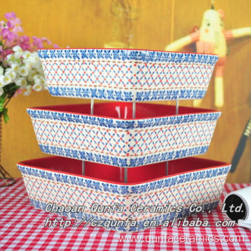 Different sizes handpainted square bakeware without handle